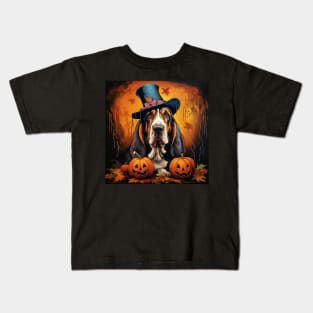 Basset hound Halloween Kids T-Shirt